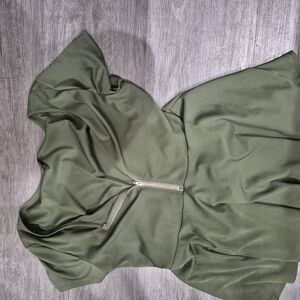 SHEIN Asymmetrical Green Puff Sleeve Blouse